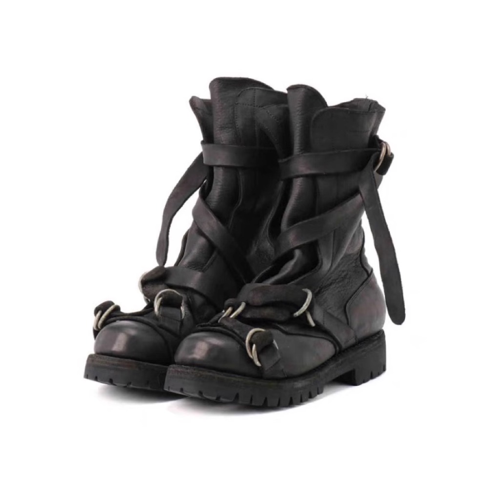 Men'S Accessories Leather - Men's Leather Motorcycle Boots Punk Retro
