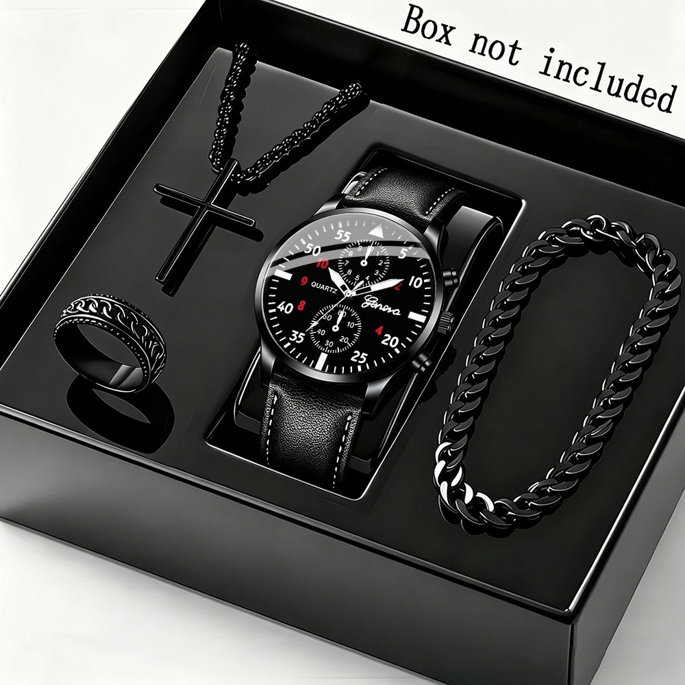 Elegant 4pcs Men's Business Qu - Men Accessories Ring And Bracelet ulasan dan harga