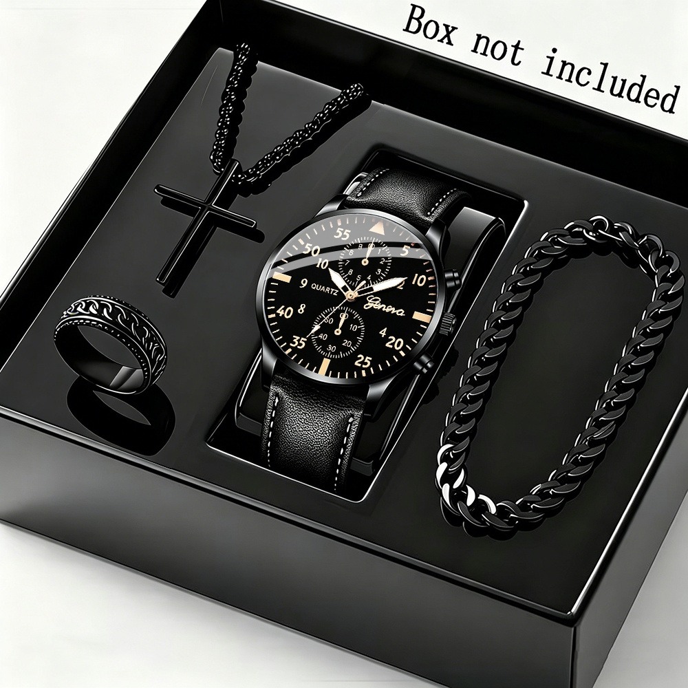 Elegant 4pcs Men's Business Qu - Men Accessories Ring And Bracelet ulasan dan harga