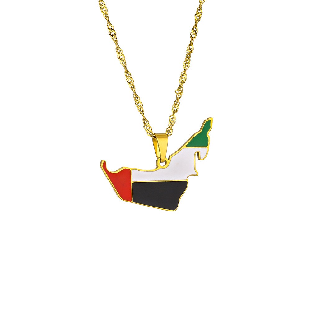 Enamel UAE Map Flag Pendant Ne - Men Accessories Uae ulasan dan harga