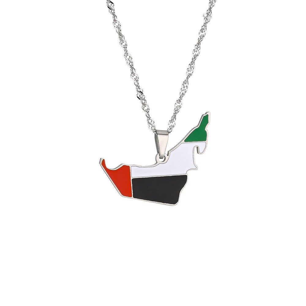 Enamel UAE Map Flag Pendant Ne - Men Accessories Uae ulasan dan harga