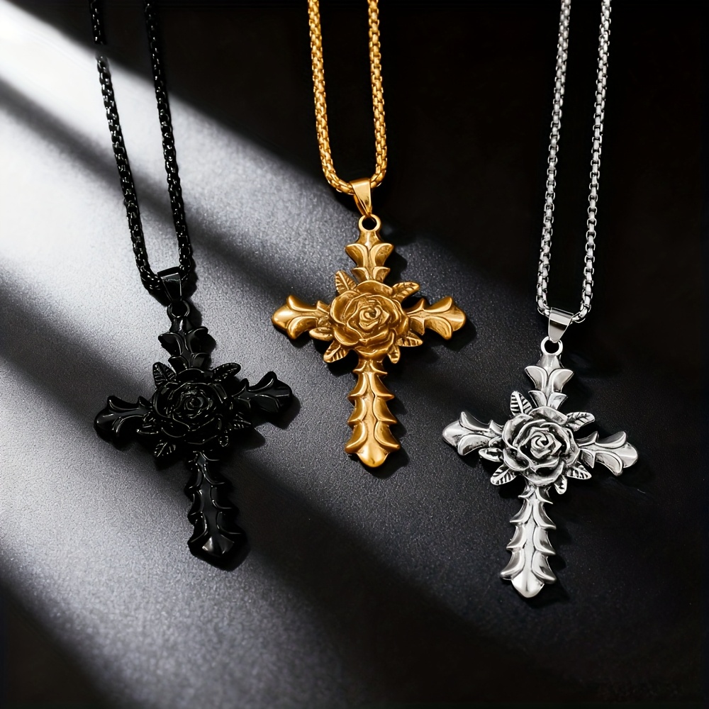 1Pcs Men Cross Pendant Necklac - Men Accessories Ring And Bracelet ulasan dan harga