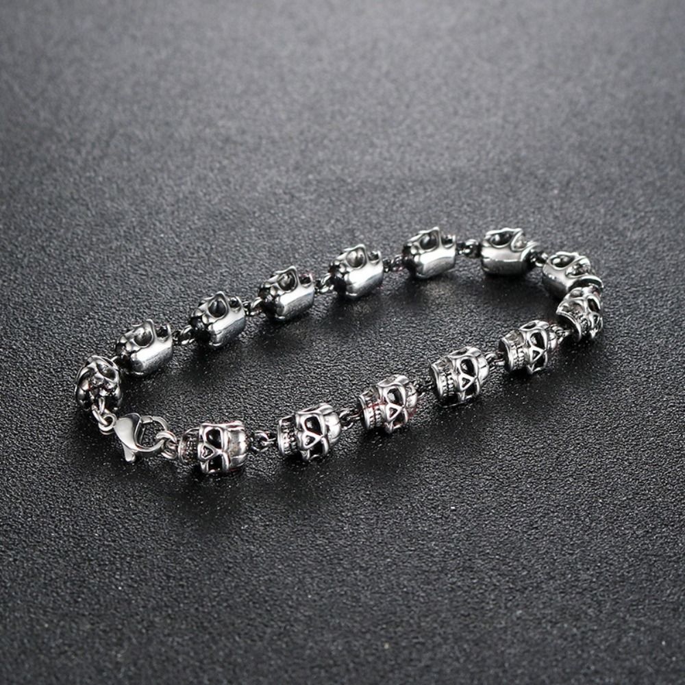 Creative Alloy Skull Beaded Br - Men Accessories Ring And Bracelet ulasan dan harga