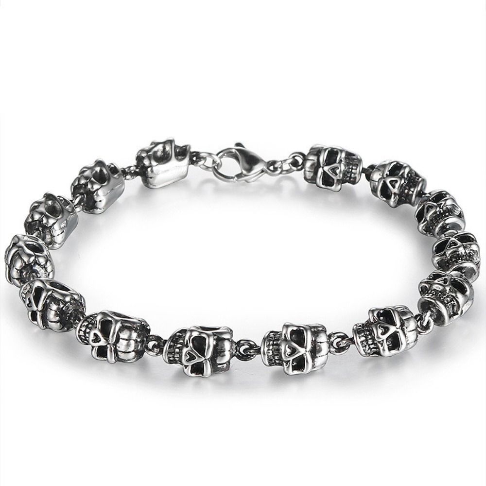 Creative Alloy Skull Beaded Br - Men Accessories Ring And Bracelet ulasan dan harga