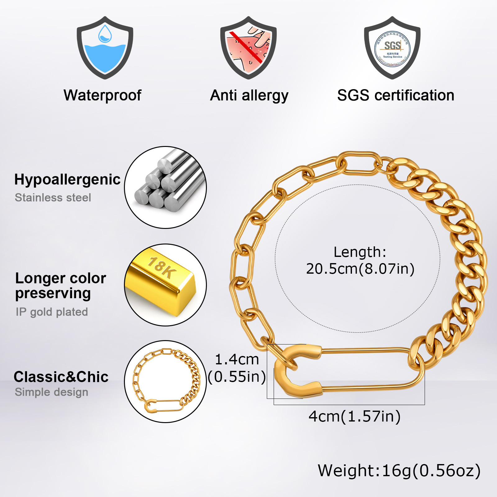 Vnox Men Paperclip Cuban Link  - Men Accessories Ring And Bracelet ulasan dan harga