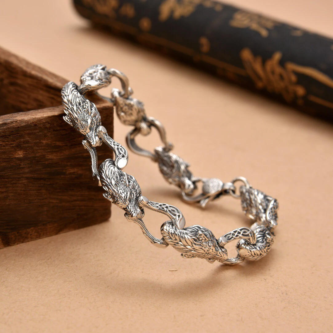 New Wolf Head Connected Bracel - Men Accessories Ring And Bracelet ulasan dan harga